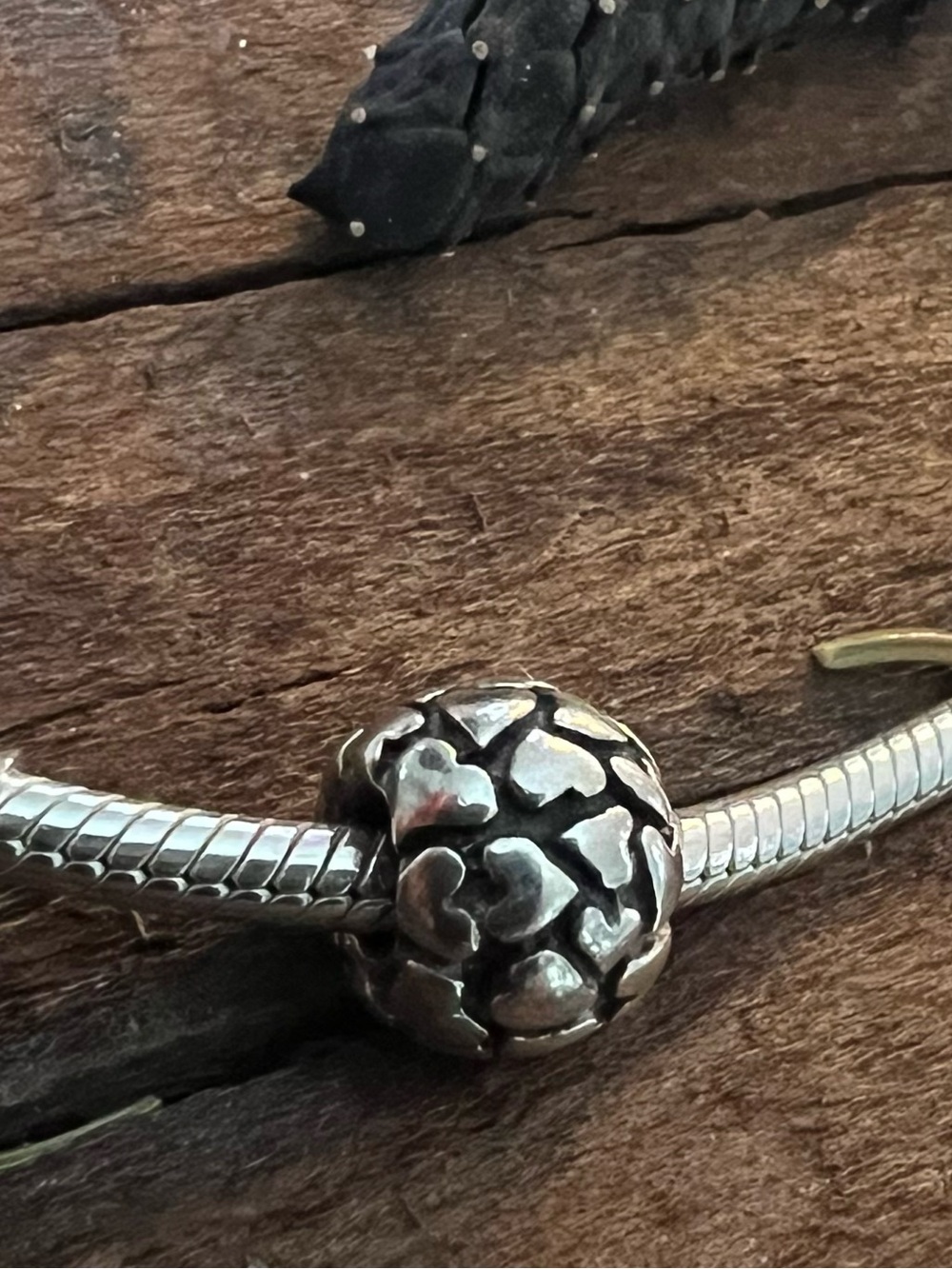 Authentic Pandora Silver Charm Lotsa Love Bead Sterling Silver Puffy Hearts